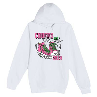 Chucks And Pearls Im With Her Kamala 2024 Premium Pullover Hoodie