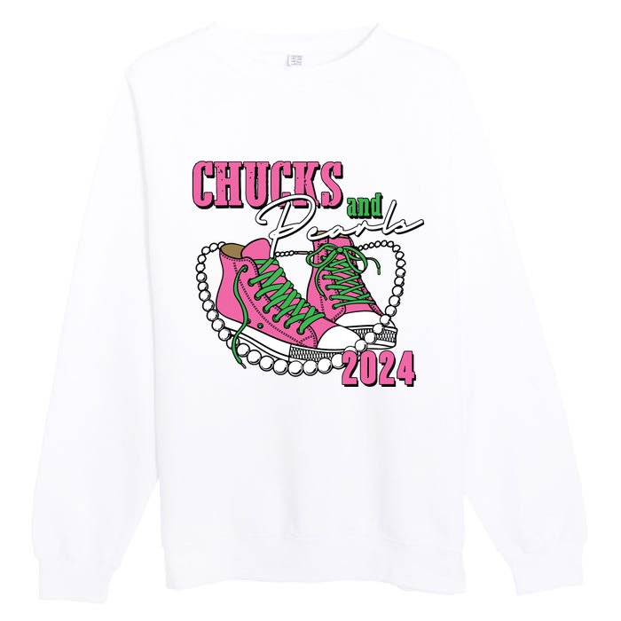 Chucks And Pearls Im With Her Kamala 2024 Premium Crewneck Sweatshirt