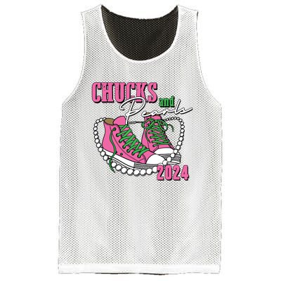 Chucks And Pearls Im With Her Kamala 2024 Mesh Reversible Basketball Jersey Tank