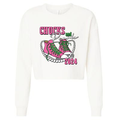 Chucks And Pearls Im With Her Kamala 2024 Cropped Pullover Crew