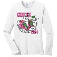 Chucks And Pearls Im With Her Kamala 2024 Ladies Long Sleeve Shirt