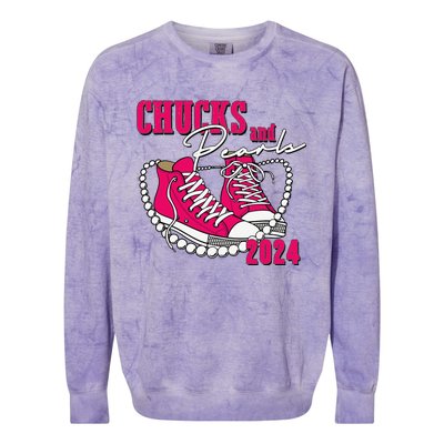 Chucks And Pearls IM With Her Kamala 2024 Colorblast Crewneck Sweatshirt