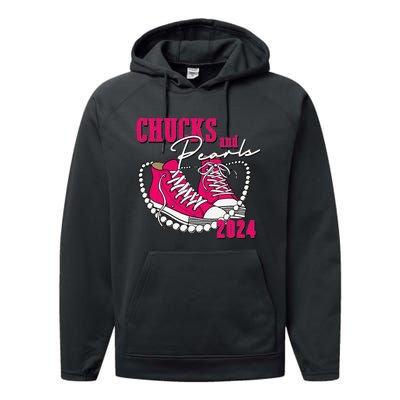 Chucks And Pearls IM With Her Kamala 2024 Performance Fleece Hoodie