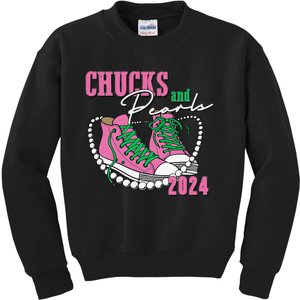 Chucks And Pearls IM With Her Kamala 2024 Kids Sweatshirt