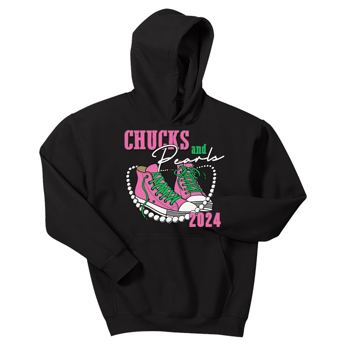 Chucks And Pearls IM With Her Kamala 2024 Kids Hoodie