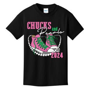 Chucks And Pearls IM With Her Kamala 2024 Kids T-Shirt