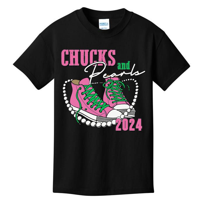 Chucks And Pearls IM With Her Kamala 2024 Kids T-Shirt