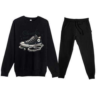 Chucks And Pearls IM With Her Kamala 2024 Retro Vintage Premium Crewneck Sweatsuit Set