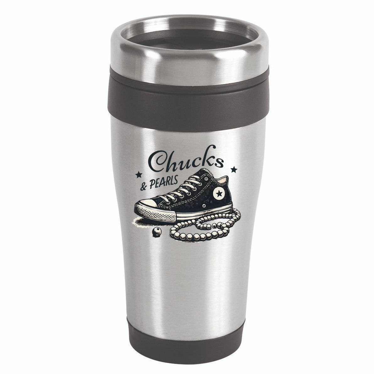 Chucks And Pearls IM With Her Kamala 2024 Retro Vintage 16oz Travel Tumbler
