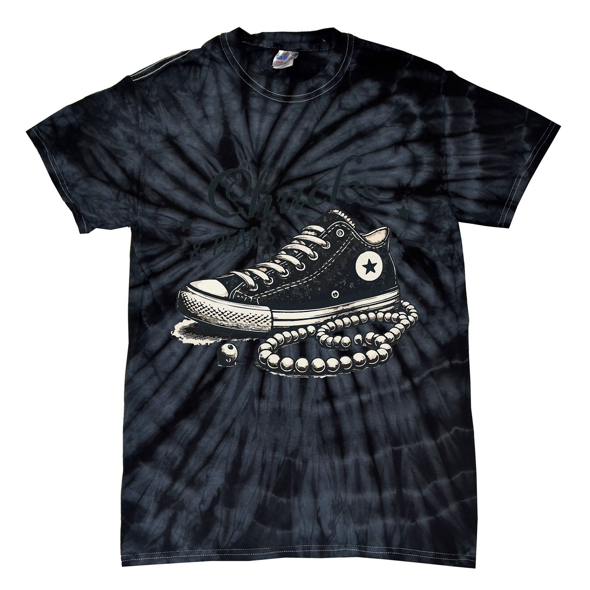 Chucks And Pearls IM With Her Kamala 2024 Retro Vintage Tie-Dye T-Shirt