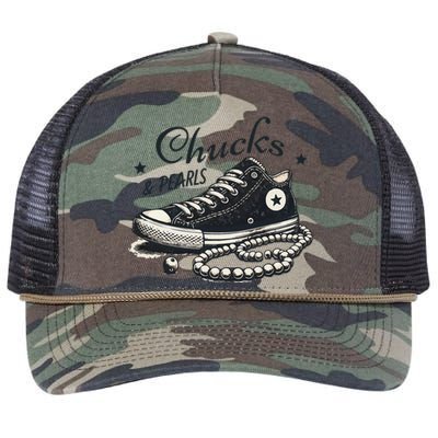 Chucks And Pearls IM With Her Kamala 2024 Retro Vintage Retro Rope Trucker Hat Cap