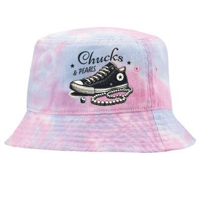 Chucks And Pearls IM With Her Kamala 2024 Retro Vintage Tie-Dyed Bucket Hat