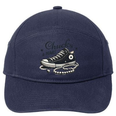 Chucks And Pearls IM With Her Kamala 2024 Retro Vintage 7-Panel Snapback Hat