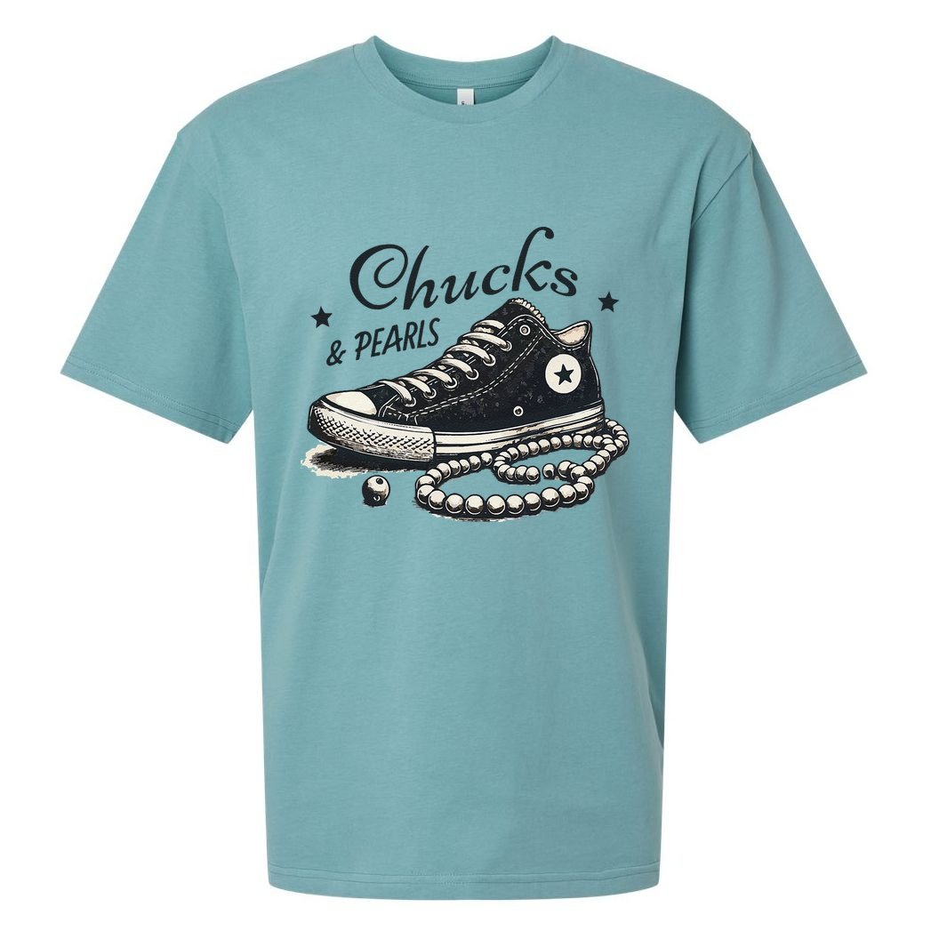 Chucks And Pearls IM With Her Kamala 2024 Retro Vintage Sueded Cloud Jersey T-Shirt