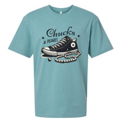 Chucks And Pearls IM With Her Kamala 2024 Retro Vintage Sueded Cloud Jersey T-Shirt