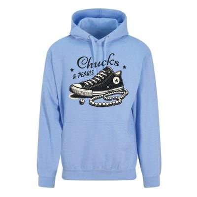 Chucks And Pearls IM With Her Kamala 2024 Retro Vintage Unisex Surf Hoodie