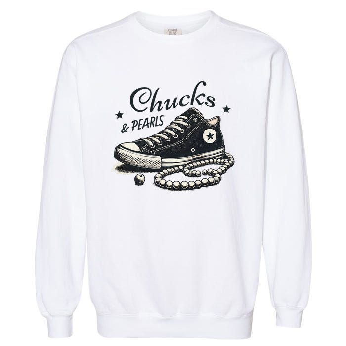 Chucks And Pearls IM With Her Kamala 2024 Retro Vintage Garment-Dyed Sweatshirt