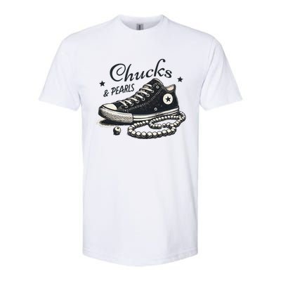 Chucks And Pearls IM With Her Kamala 2024 Retro Vintage Softstyle CVC T-Shirt