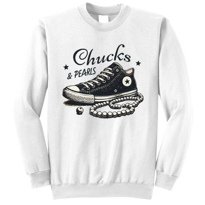 Chucks And Pearls IM With Her Kamala 2024 Retro Vintage Sweatshirt