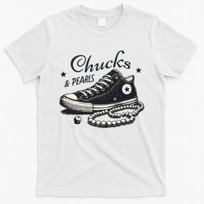 Chucks And Pearls IM With Her Kamala 2024 Retro Vintage T-Shirt