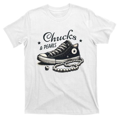 Chucks And Pearls IM With Her Kamala 2024 Retro Vintage T-Shirt