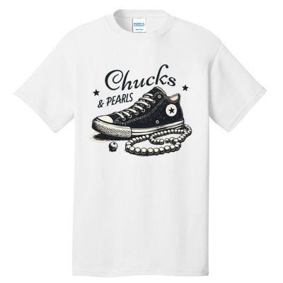 Chucks And Pearls IM With Her Kamala 2024 Retro Vintage Tall T-Shirt