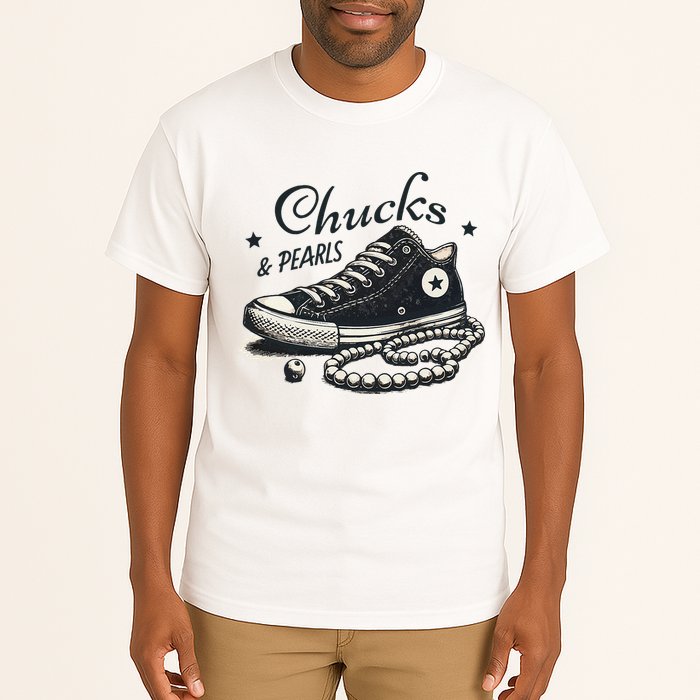 Chucks And Pearls IM With Her Kamala 2024 Retro Vintage Tall T-Shirt