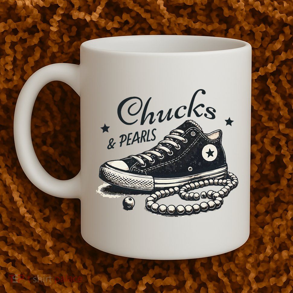 Chucks And Pearls IM With Her Kamala 2024 Retro Vintage Mug