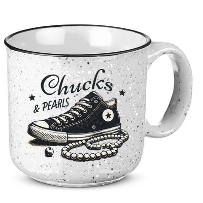 Chucks And Pearls IM With Her Kamala 2024 Retro Vintage 15oz Campfire Ceramic Mug