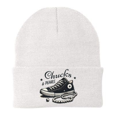 Chucks And Pearls IM With Her Kamala 2024 Retro Vintage Knit Cap Winter Beanie