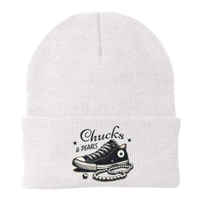 Chucks And Pearls IM With Her Kamala 2024 Retro Vintage Knit Cap Winter Beanie