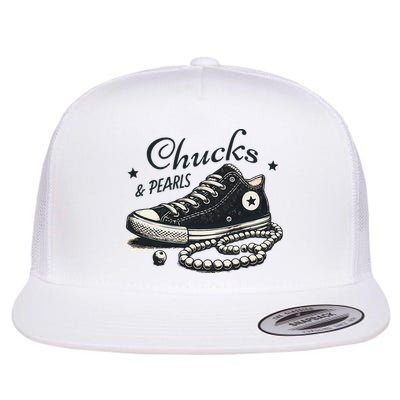 Chucks And Pearls IM With Her Kamala 2024 Retro Vintage Flatbill Hat