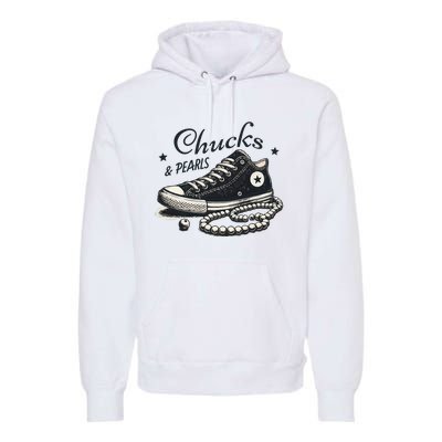 Chucks And Pearls IM With Her Kamala 2024 Retro Vintage Premium Hoodie