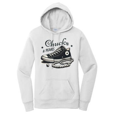 Chucks And Pearls IM With Her Kamala 2024 Retro Vintage Women's Pullover Hoodie