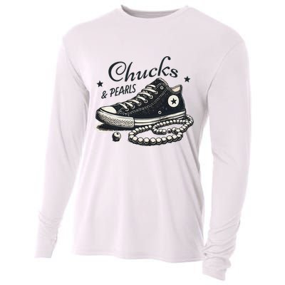 Chucks And Pearls IM With Her Kamala 2024 Retro Vintage Cooling Performance Long Sleeve Crew