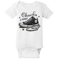 Chucks And Pearls IM With Her Kamala 2024 Retro Vintage Baby Bodysuit