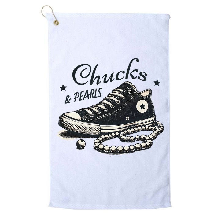 Chucks And Pearls IM With Her Kamala 2024 Retro Vintage Golf Towel