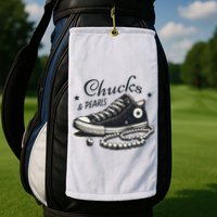 Chucks And Pearls IM With Her Kamala 2024 Retro Vintage Golf Towel