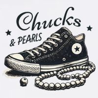 Chucks And Pearls IM With Her Kamala 2024 Retro Vintage Golf Towel