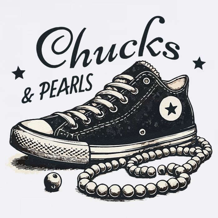 Chucks And Pearls IM With Her Kamala 2024 Retro Vintage Golf Towel