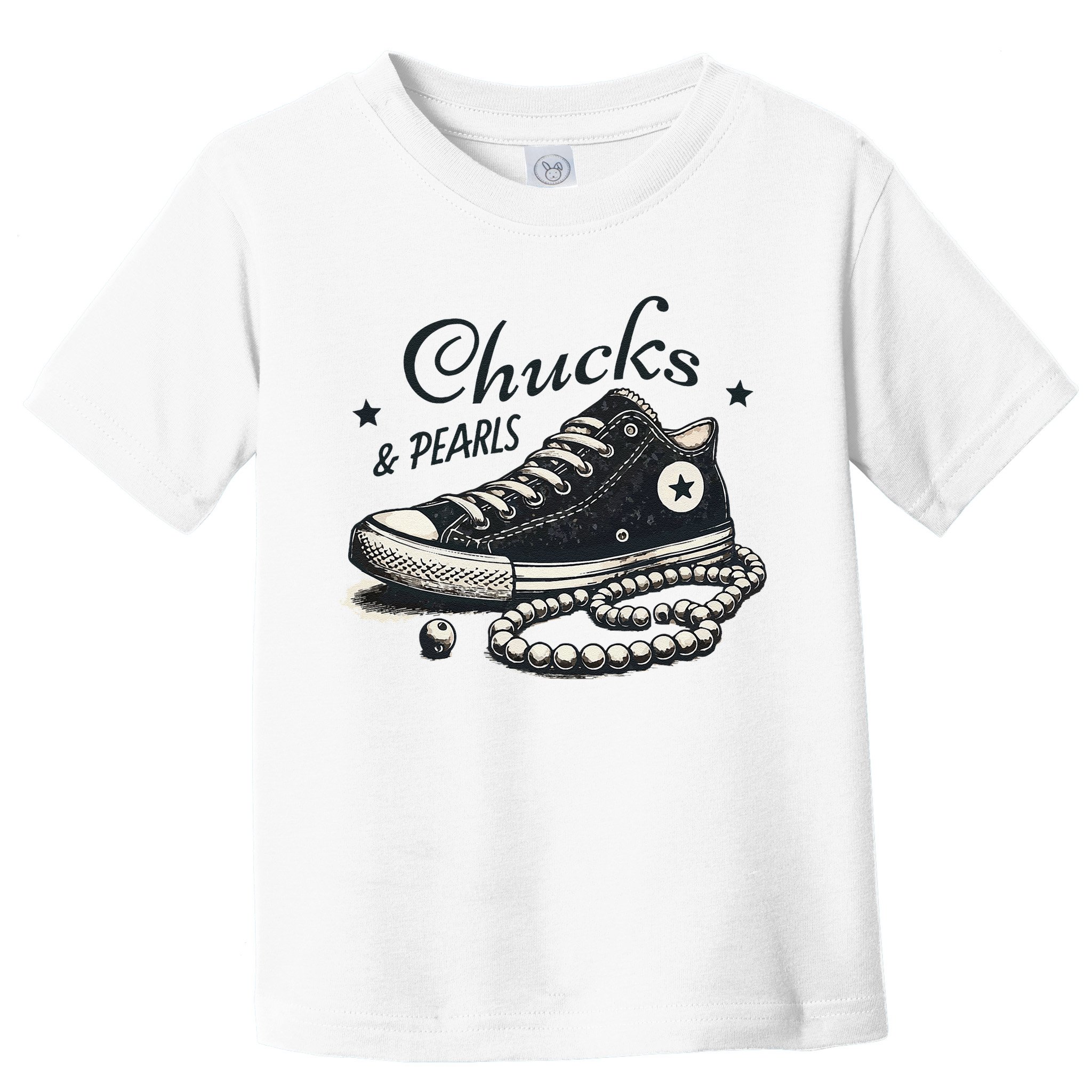 Chucks And Pearls IM With Her Kamala 2024 Retro Vintage Toddler T-Shirt