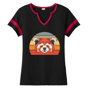 Cute Animal Panda Bear Gift Retro Red Panda Ladies Halftime Notch Neck Tee