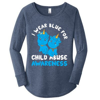 Child Abuse Prevention Month Blue Ribbon Awareness Support Cute Gift Women's Perfect Tri Tunic Long Sleeve Shirt