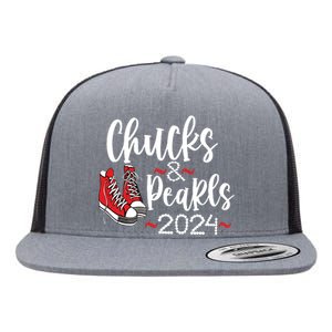 Chucks And Pearls Madam Presidential Election 2024 Flat Bill Trucker Hat