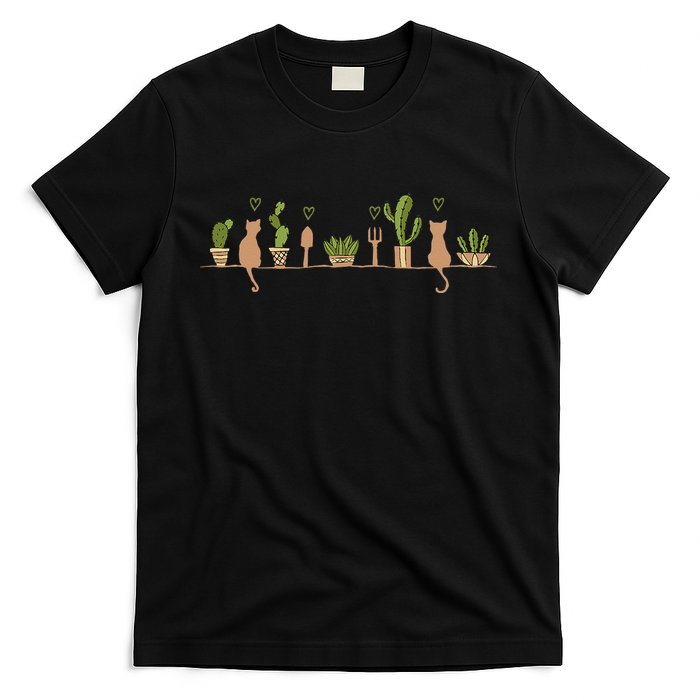 Cats And Plant Gardening Garden Cat Lover Gardener T-Shirt