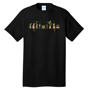 Cats And Plant Gardening Garden Cat Lover Gardener Tall T-Shirt