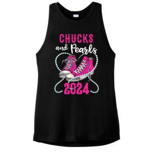 Chucks And Pearls IM With Her Kamala 2024 President Ladies PosiCharge Tri-Blend Wicking Tank