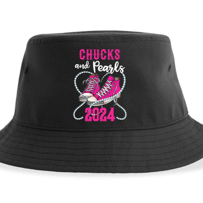 Chucks And Pearls IM With Her Kamala 2024 President Sustainable Bucket Hat