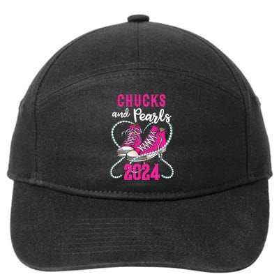 Chucks And Pearls IM With Her Kamala 2024 President 7-Panel Snapback Hat