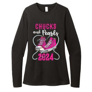 Chucks And Pearls IM With Her Kamala 2024 President Womens CVC Long Sleeve Shirt